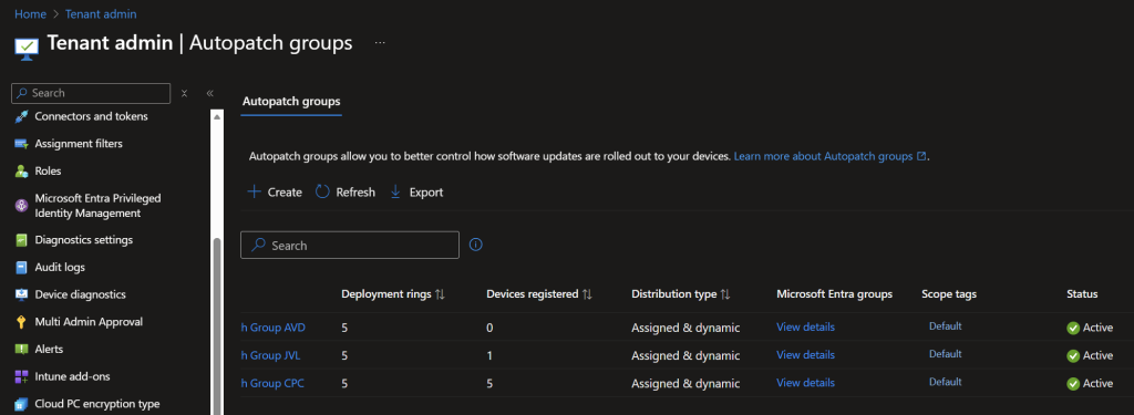Windows Autopatch in Microsoft Intune – Tenant administration and Autopatch groups